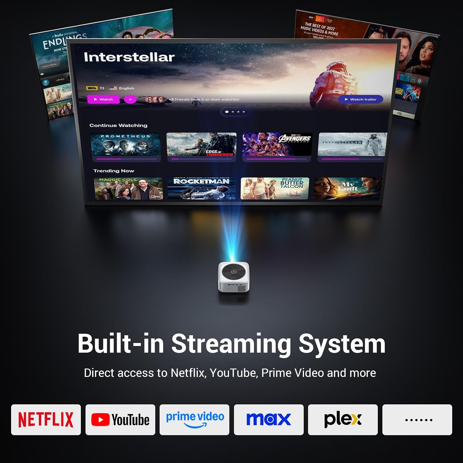 HAPPRUN Outdoor Smart Projector 4K Decoding, Built-in Apps, 30W Dolby Audio - Image 2