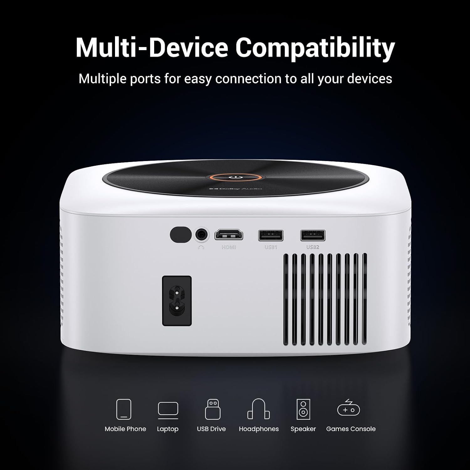 HAPPRUN Outdoor Smart Projector 4K Decoding, Built-in Apps, 30W Dolby Audio - Image 9