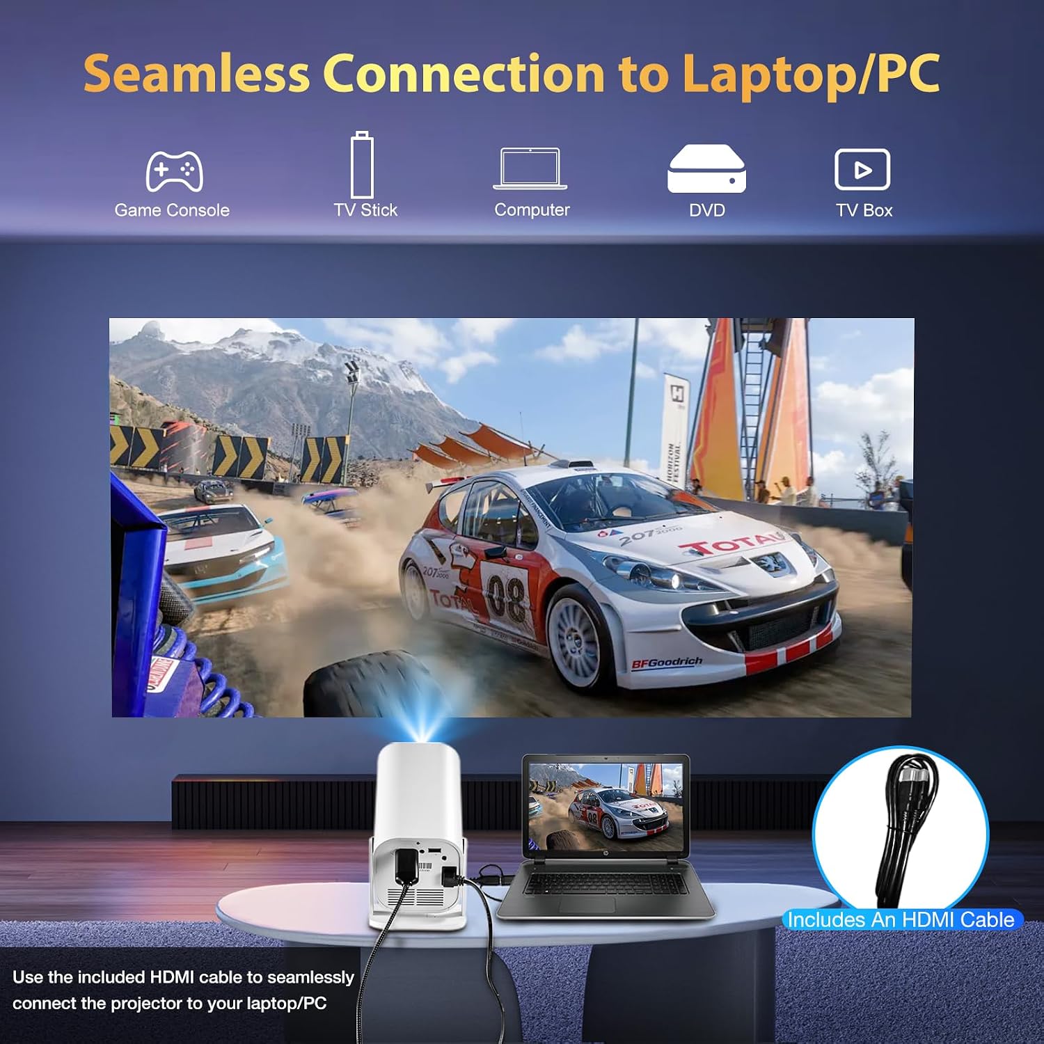 Mini Projector with Wifi and Bluetooth, Built-in Apps,Movie Projector - Image 6