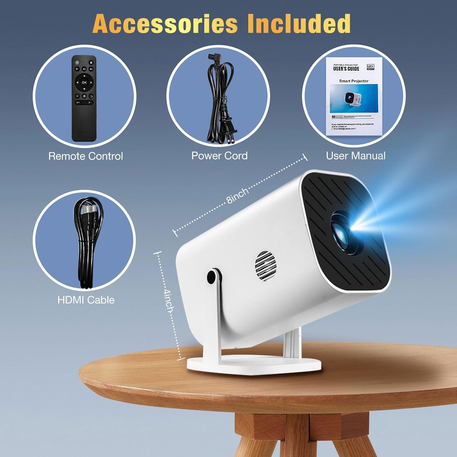 Mini Projector with Wifi and Bluetooth, Built-in Apps,Movie Projector - Image 9