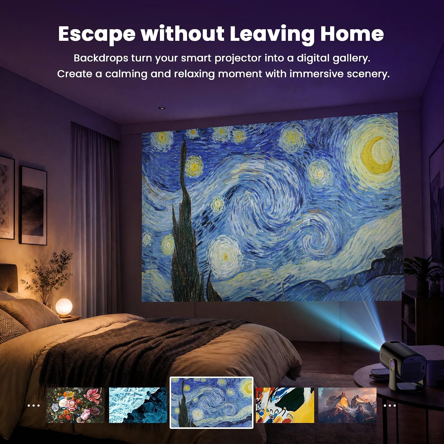 HAPPRUN Roku TV Smart Mini Projector with WiFi and Bluetooth for Portable - Image 3