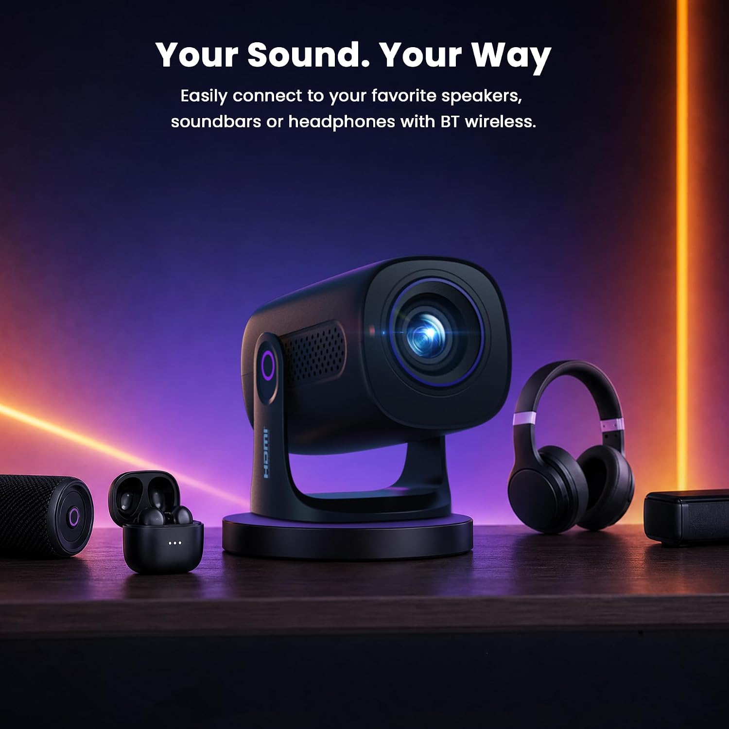 HAPPRUN Roku TV Smart Mini Projector with WiFi and Bluetooth for Portable - Image 7